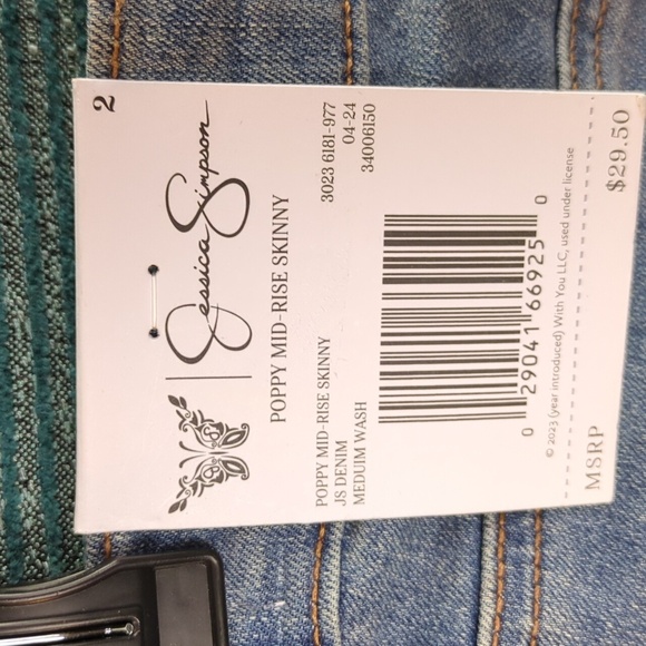 Jessica Simpson Kiss Me Mid Rise Skinny Jeans Poppy Series Size 2 - Picture 11 of 13